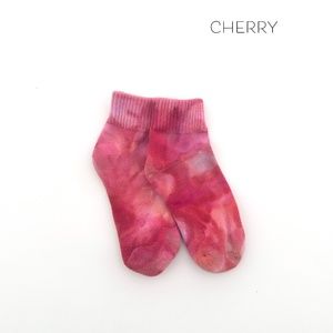 Kids Tie Dye Socks Red Coral Ice Dye Socks M 5-10 years Hand Dyed Sox Cherry Red